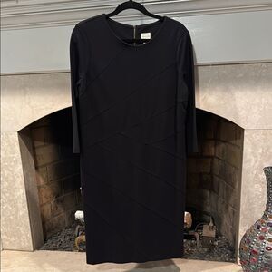 Chico's Elegant Black Long Sleeve Dress Zip Back Lined Size 8